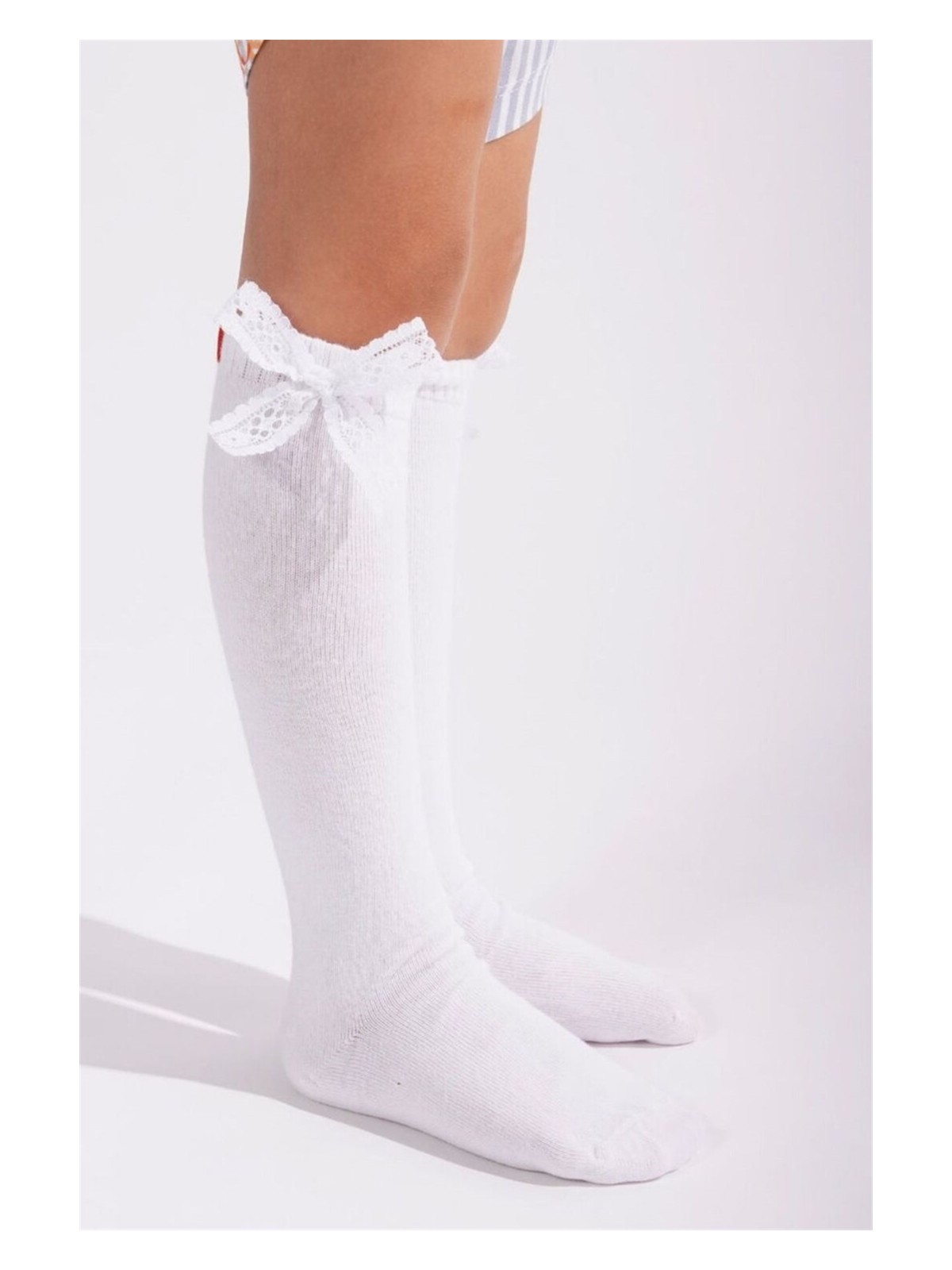 Katia & Bony Family Dizaltı Kurdeleli Çocuk Basic Çorap Beyaz