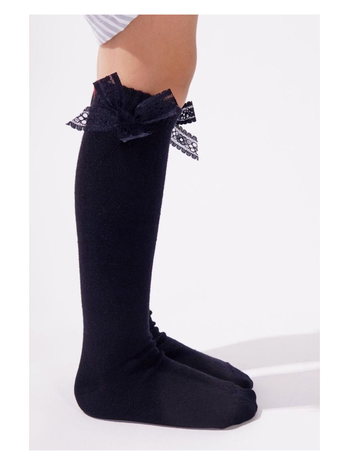 Katia & Bony Family Dizaltı Kurdeleli Çocuk Basic Çorap Beyaz - Görsel 6