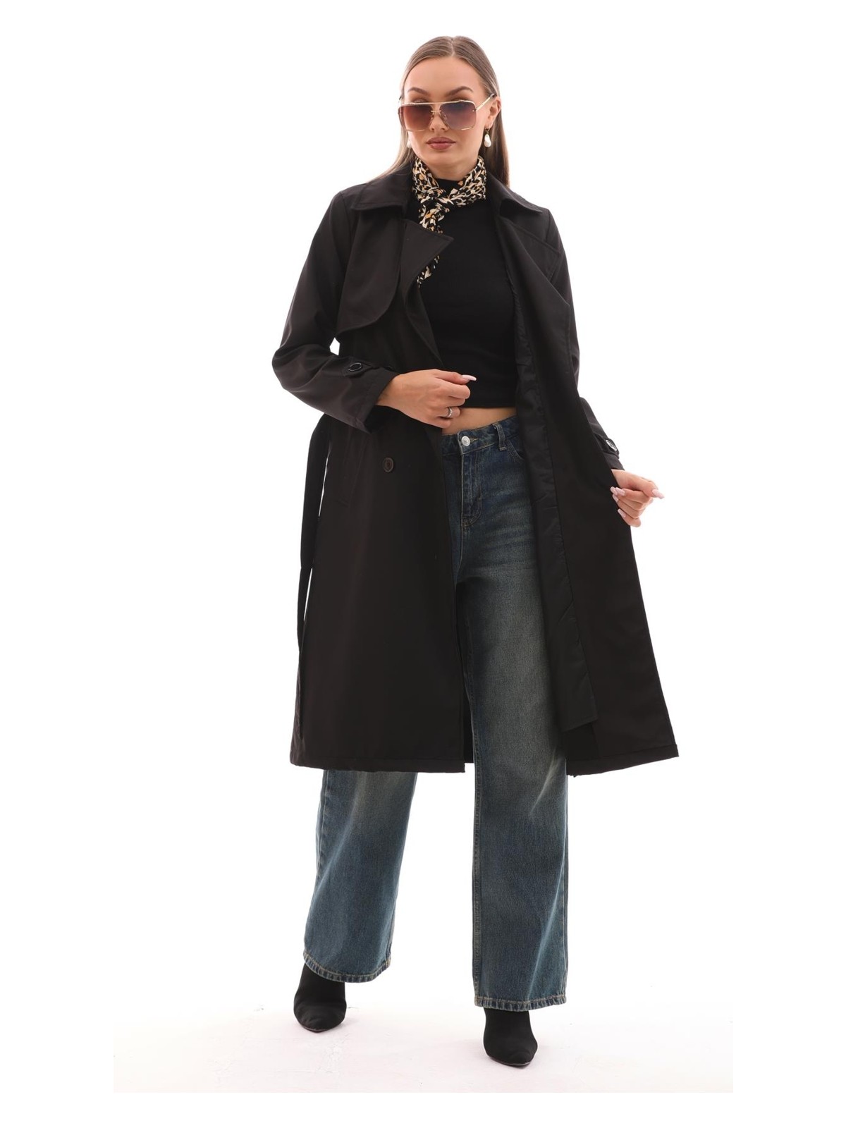 Şimal Kadın Kuşak Detaylı Uzun Trenckot - Görsel 4