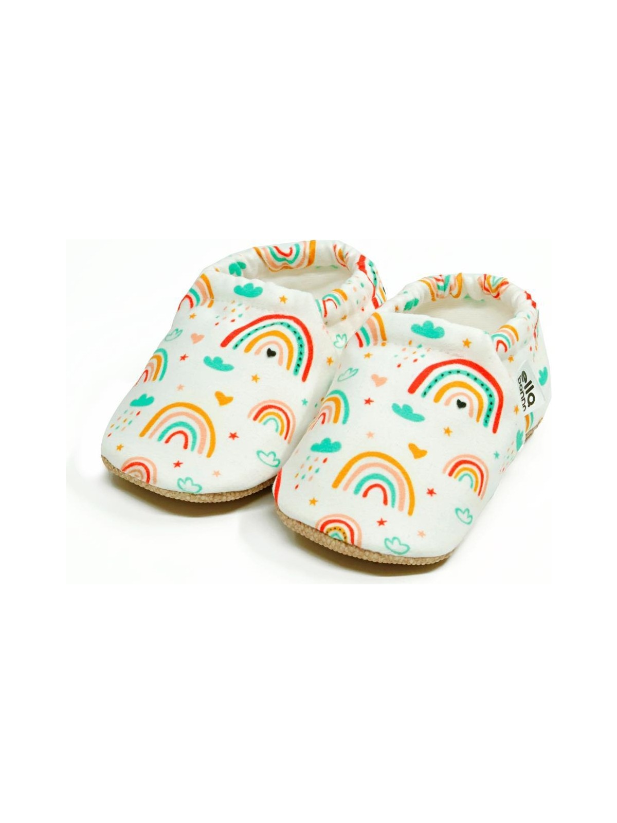 Ella Bonna Desenli Bebek Patiği, Kaydırmaz Taban, Ev Kreş Ayakkabısı Panduf, Gökkuşağı