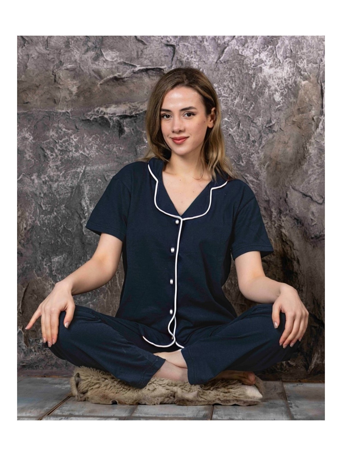 Sude Homewear Kadın Kırmızı Renk Kısa Kol Pijama Takımı - Görsel 5