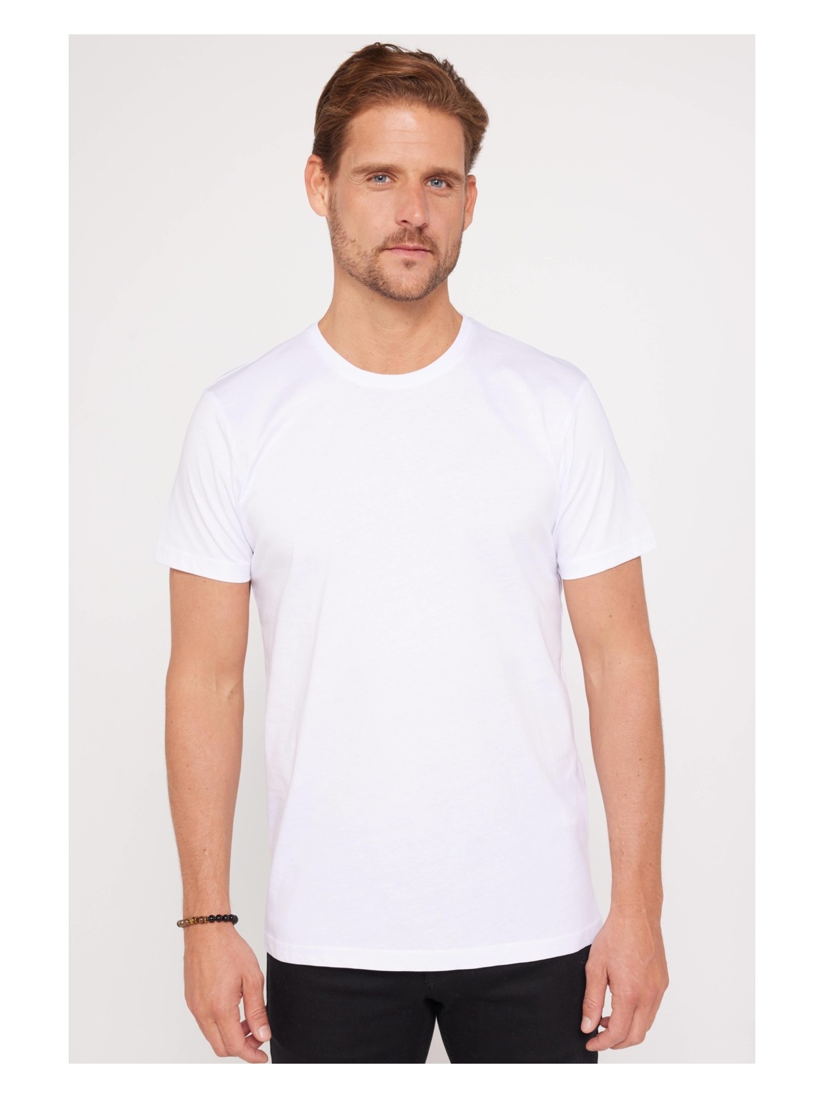 Tudors Unisex 5'li Paket Siyah-Beyaz-Haki-Bordo-Vizon Slim Fit Dar Kesim %100 Pamuk Bisiklet Yaka T-Shirt - Görsel 2