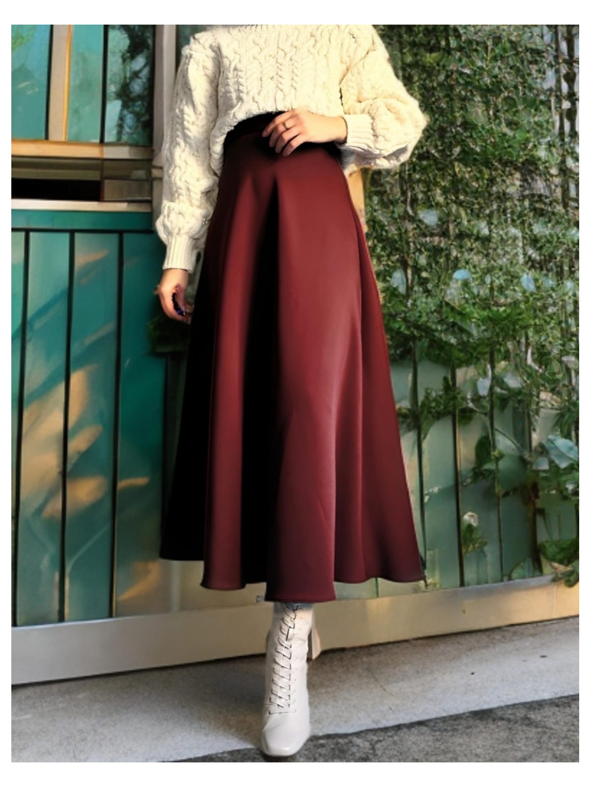 Cng Moda Scuba Kumaş Tesettür Kloş Etek - Görsel 7