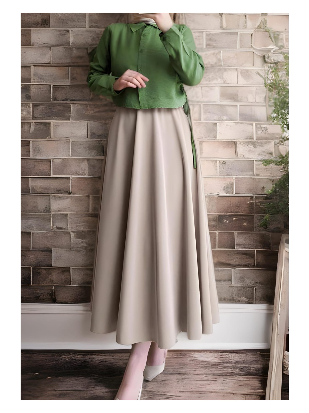 Cng Moda Scuba Kumaş Tesettür Kloş Etek