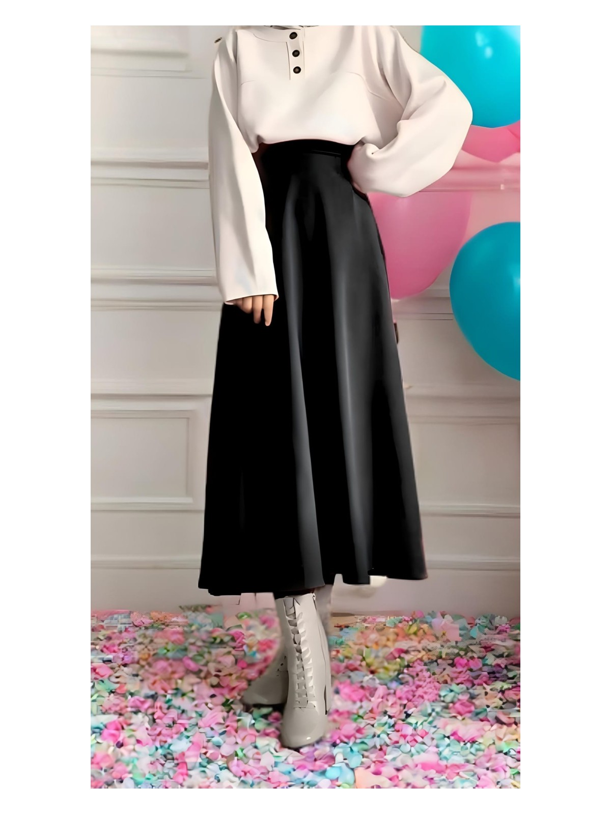 Cng Moda Scuba Kumaş Tesettür Kloş Etek - Görsel 8