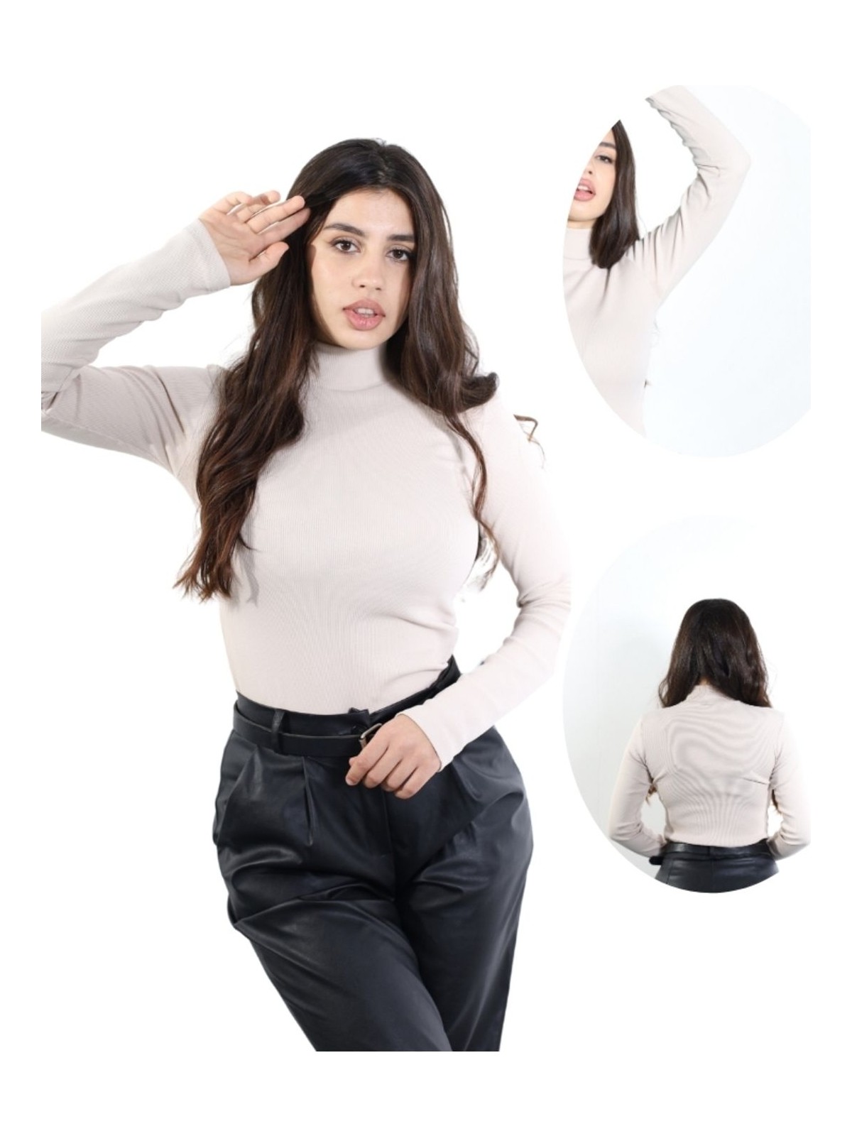 Alya Underwear ALYA UNDERWEAR Kaşkorse Yarım Boğazlı Body Sweatshirt, Bej (Kemik)