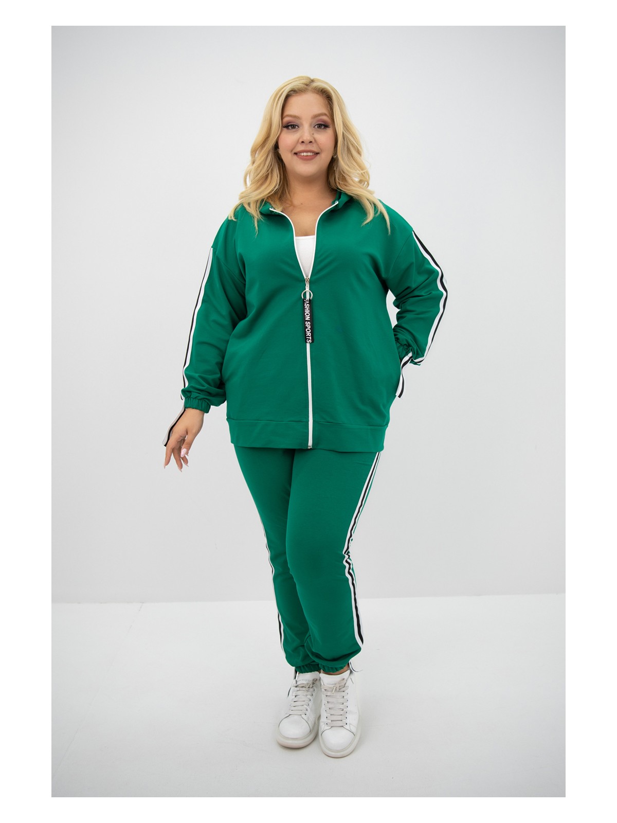 Koza Kadın Büyük Beden Kapüşonlu Baskı Detaylı Eşofman Takımı 8136-25 - Görsel 6