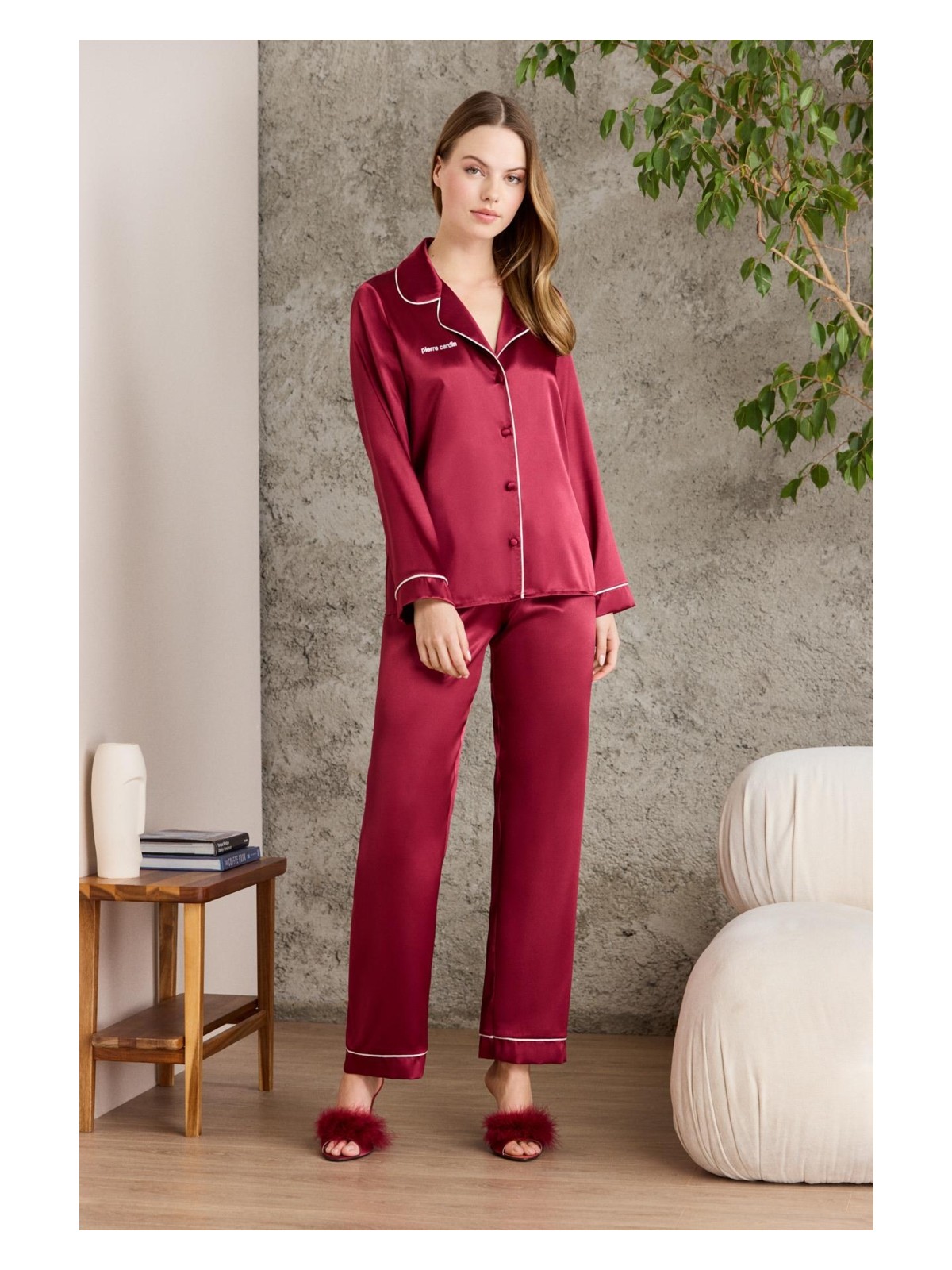 Pierre Cardin Saten Biyeli Pijama Takımı - 1200