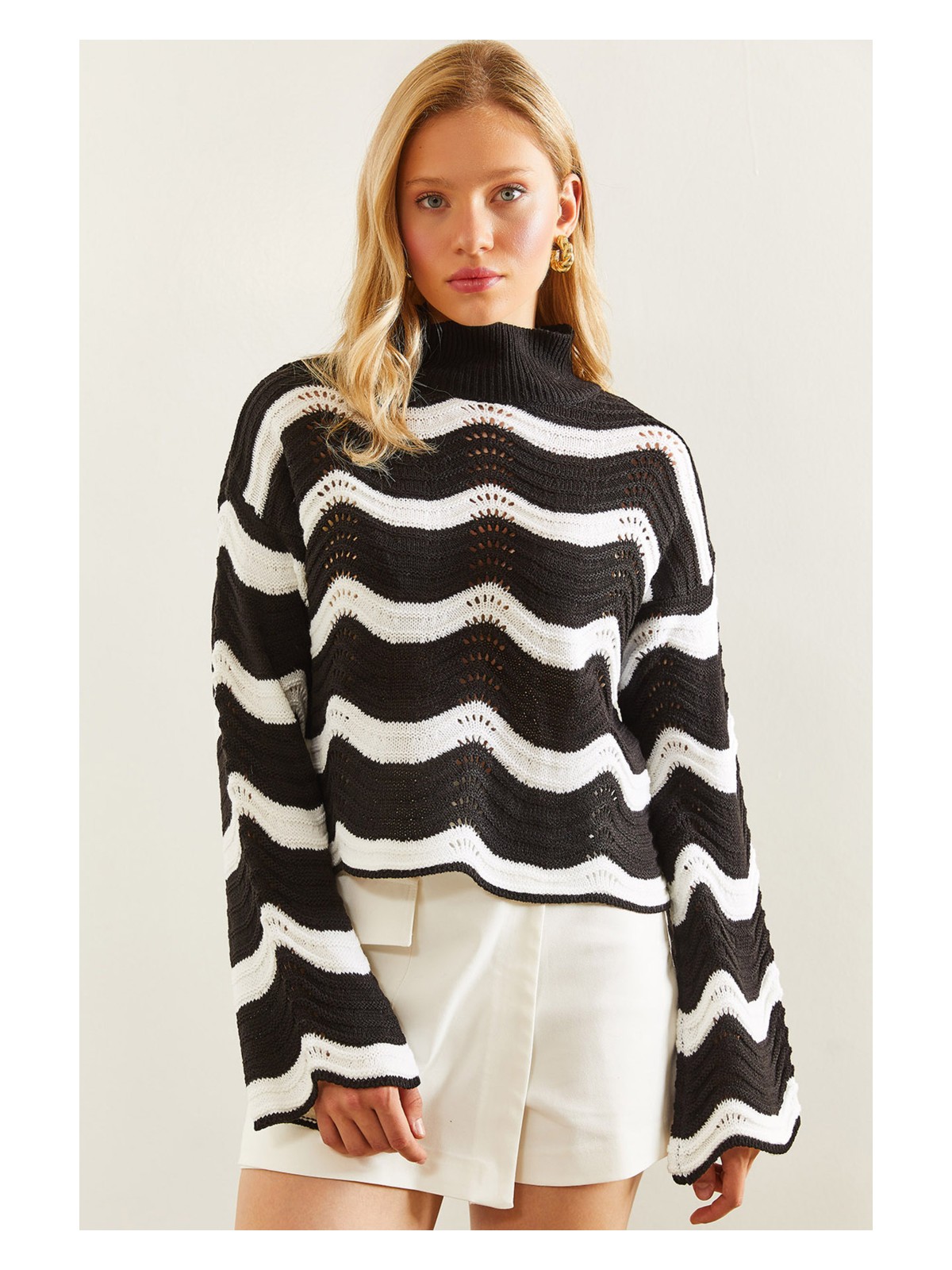 Shade Kadın Desenli Ajurlu Triko Kazak - Görsel 5