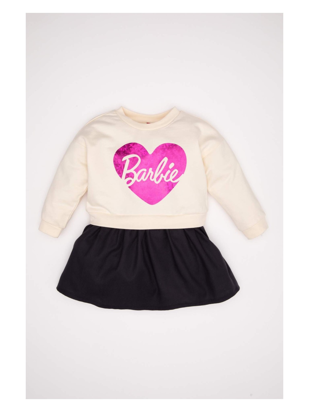 DeFacto Bisiklet Yaka Barbie Uzun Kollu Sweatshirt Elbise Kız Bebek D2542A524AU