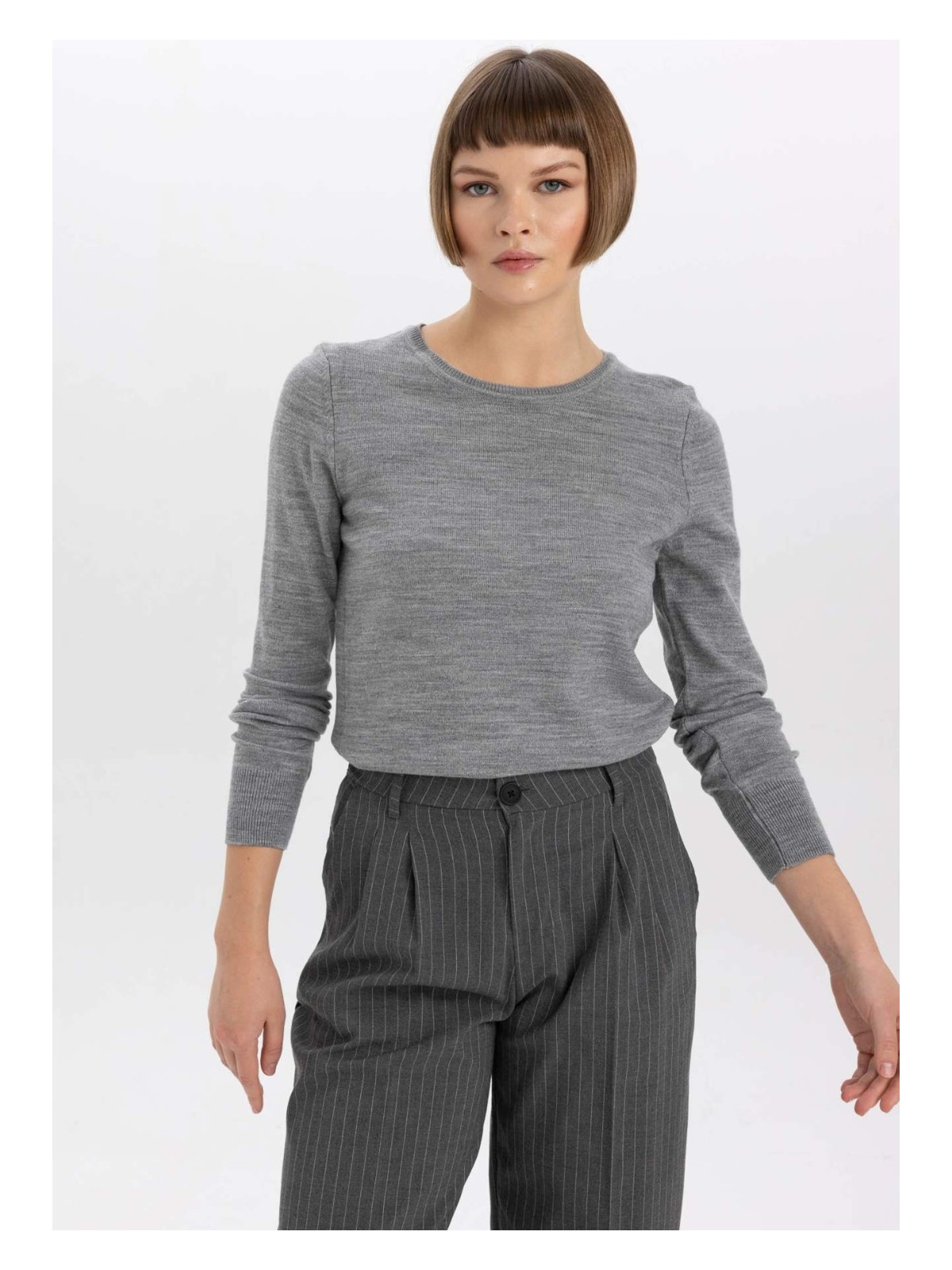 DeFacto Yumuşak Dokulu Basic Triko Kazak F7091AZ23WN - Görsel 3