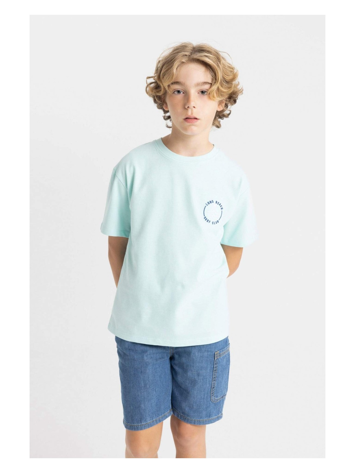 DeFacto Bisiklet Yaka Baskılı Kısa Kollu Tişört Erkek Çocuk C3301A824SM