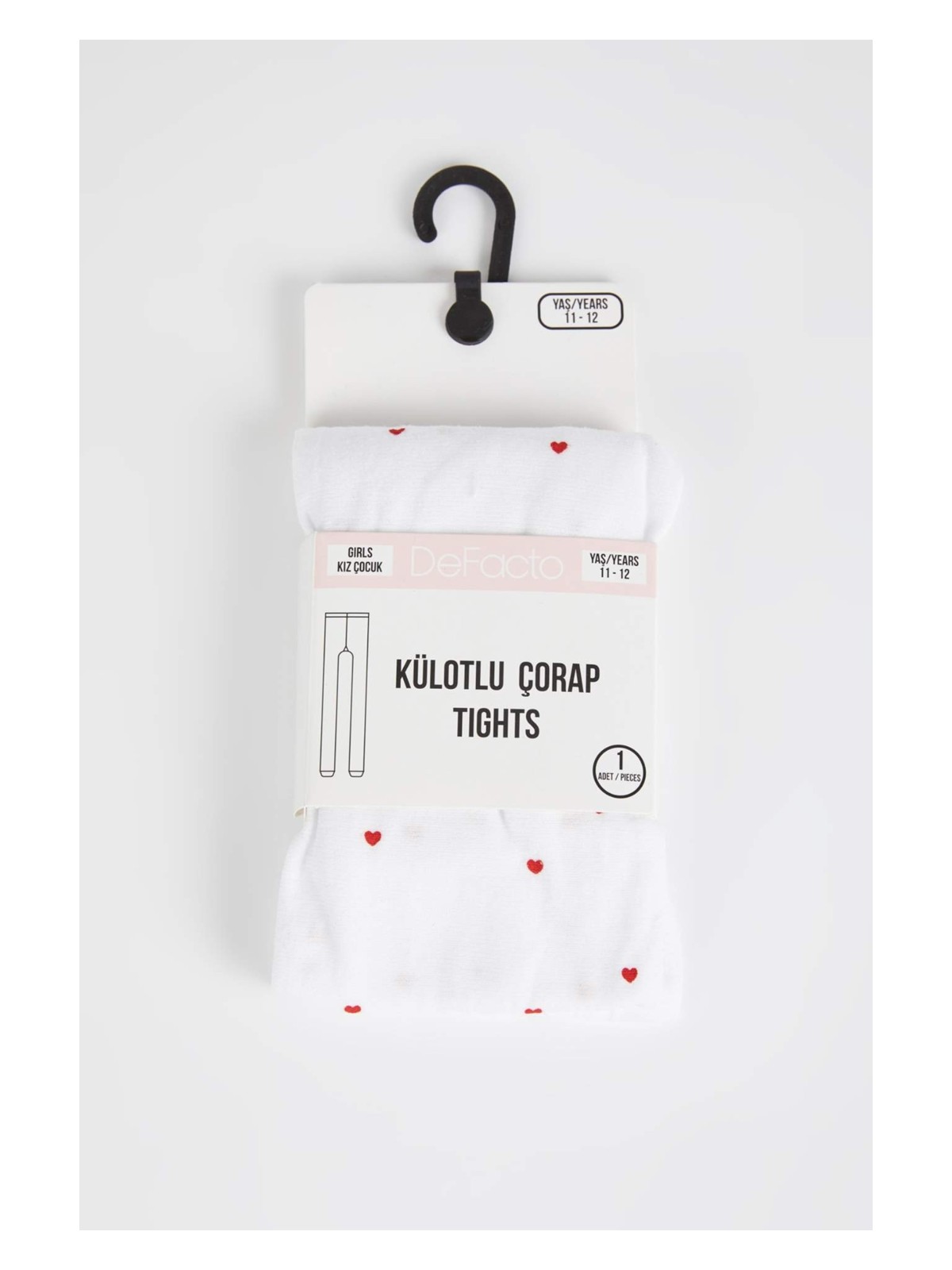 DeFacto Kız Çocuk Kalp Desenli Muz Külotlu Okul Çorabı X4350A6NS