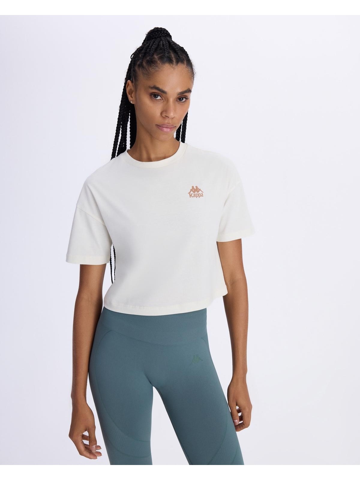 Kappa Authentic Aster Kadın Petrol Yeşili Comfort Fit Tişört - Görsel 4