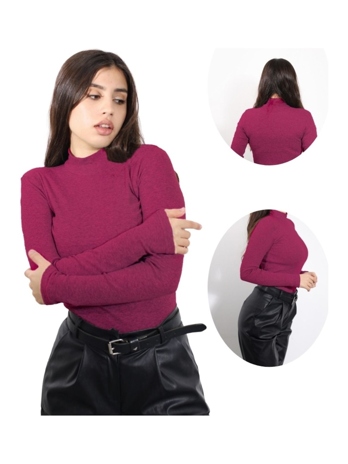 Alya Underwear Yarım Boğazlı Kaşkorse Sweatshirt Fuşya Melanj 2xl