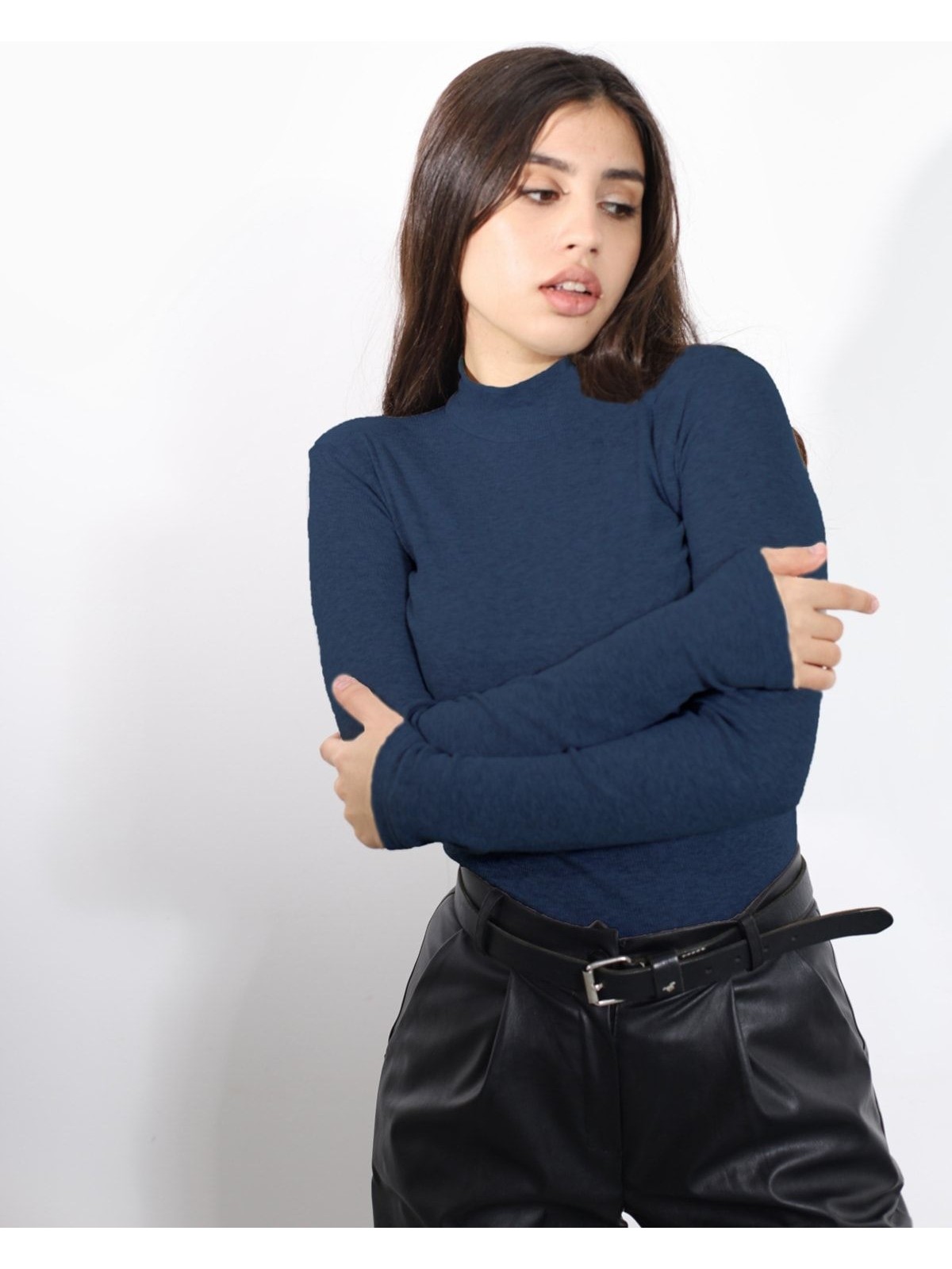 Alya Underwear Yarım Boğazlı Kaşkorse Sweatshirt Indigo Melanj 2xl