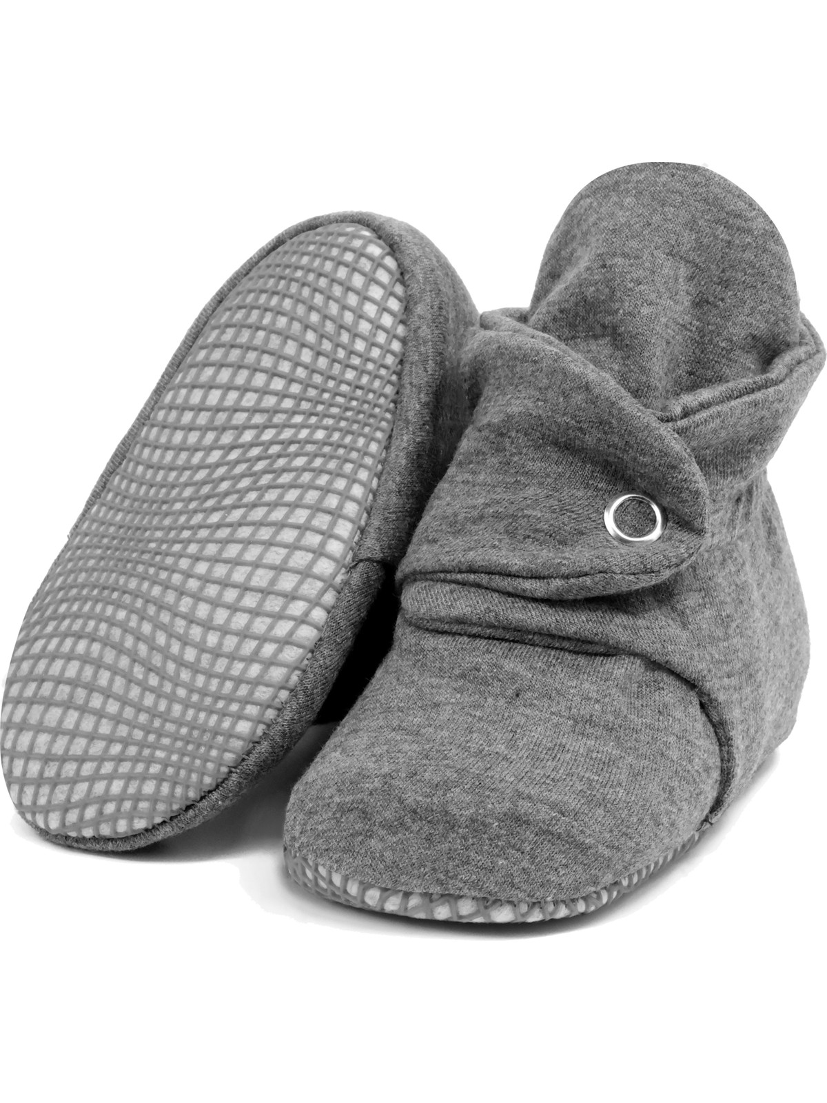 Ella Bonna Organik Pamuk Bebek Pandufu, Kaydırmaz Taban, Yenidoğan Patiği, Ev Kreş Ayakkabısı, Koyu Gri