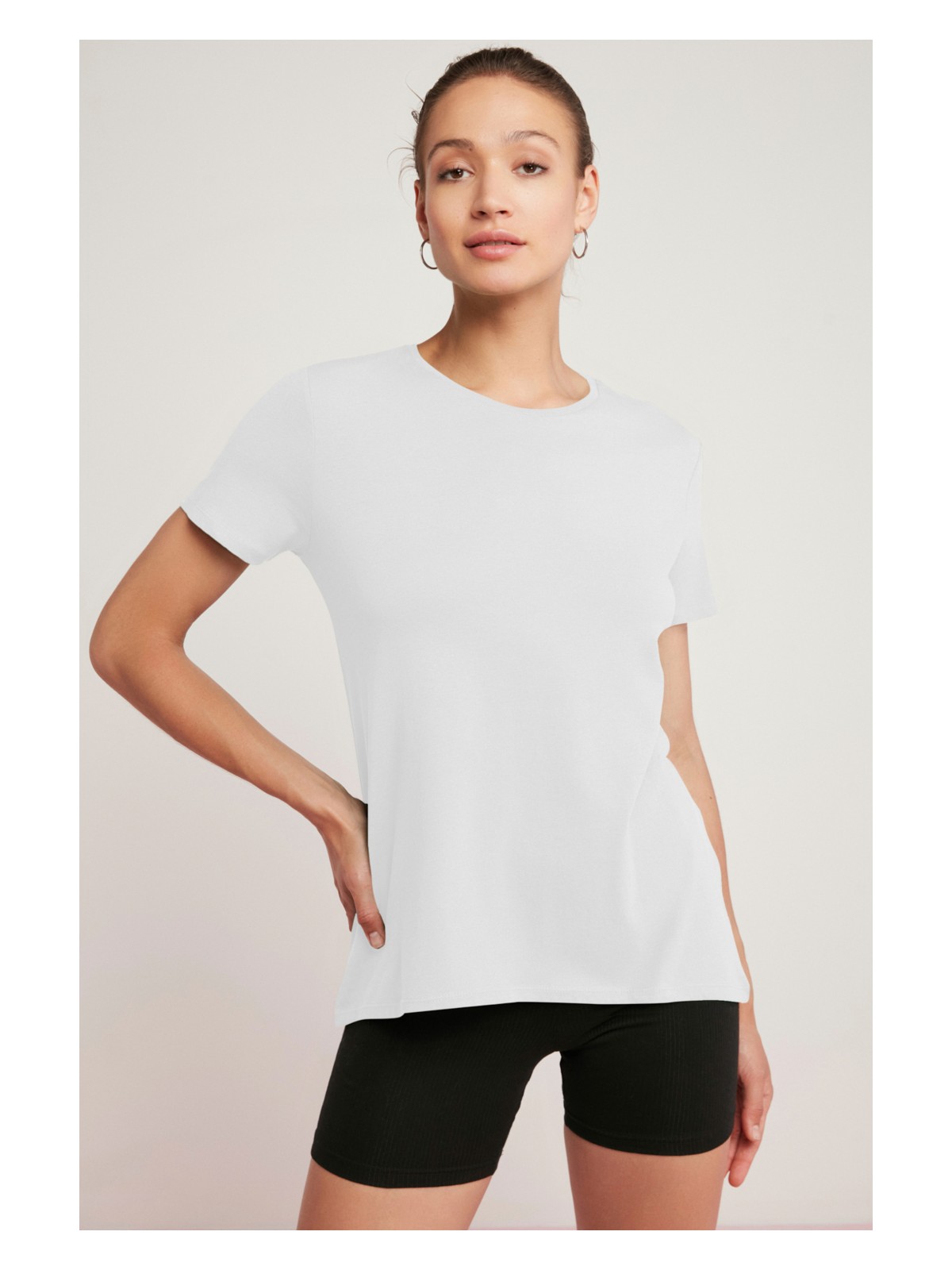 Ethiquet Tatum Kadın Pamuk Süprem Yuvarlak Yaka Comfort Fit Siyah T-Shirt - Görsel 7