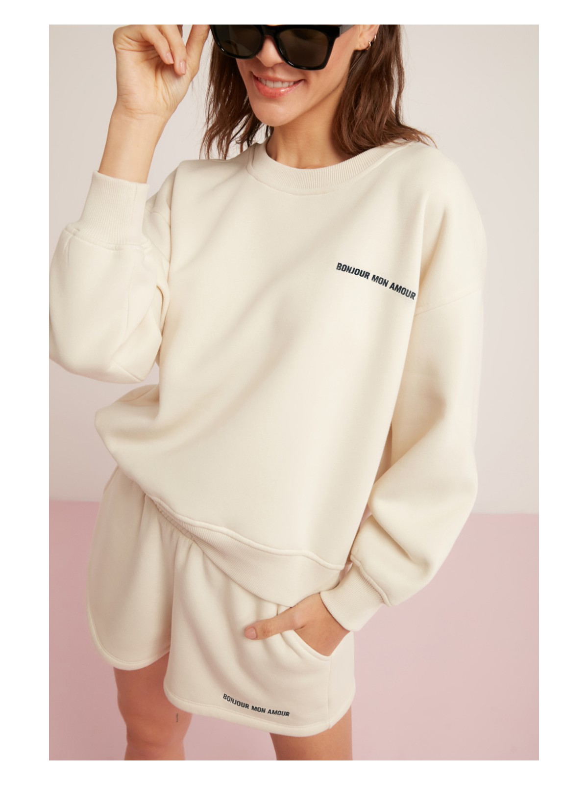 Obm Sandra Kadın Pamuklu Içi Polarlı Yumuşacık Baskılı Yuvarlak Yaka Comfort Mavi Sweatshirt - Görsel 5