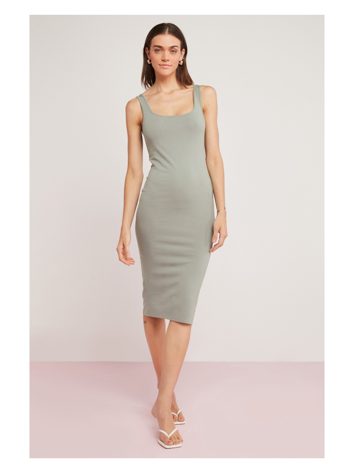 Ethiquet Margaret Kadın Vücuda Tamamen Oturan Kalın Askılı Kalem Siyah Elbise - Görsel 5