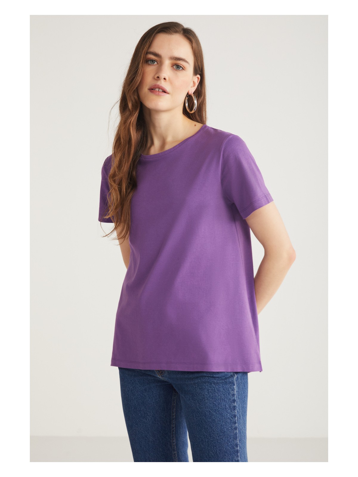 Ethiquet Tatum Kadın Pamuk Süprem Yuvarlak Yaka Comfort Fit Siyah T-Shirt - Görsel 6