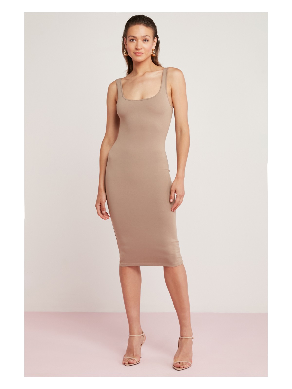 Ethiquet Margaret Kadın Vücuda Tamamen Oturan Kalın Askılı Kalem Yeşil Elbise - Görsel 3