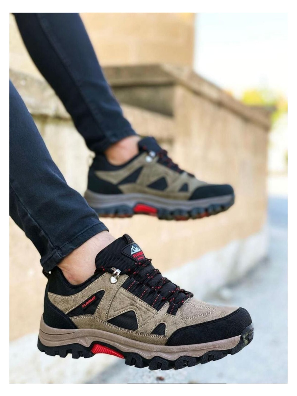 E Sport Erkek Ortopedik Outdoor Tracking Ayakkabı, Siyah Gümüş - Su Geçirmez, Hafif, Esnek ve Kaymaz Tabanlı