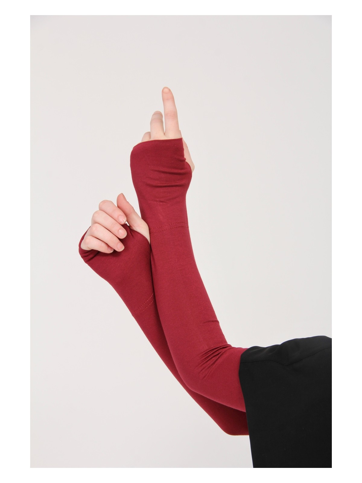 Manolyaşal İslamic Hijab Manolya Şal Parmak Geçmeli Kaymayan Terletmeyen 45CM Likralı Penye Kolluk 1 Çift