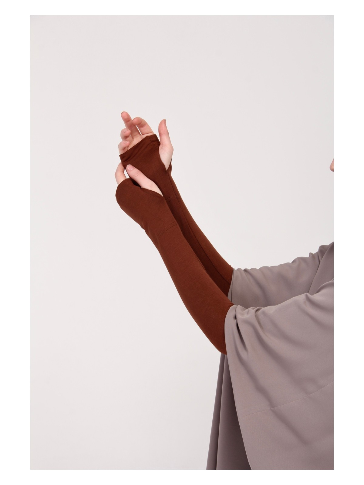 Manolyaşal İslamic Hijab Manolya Şal Parmak Geçmeli Kaymayan Terletmeyen 45CM Likralı Penye Kolluk 1 Çift