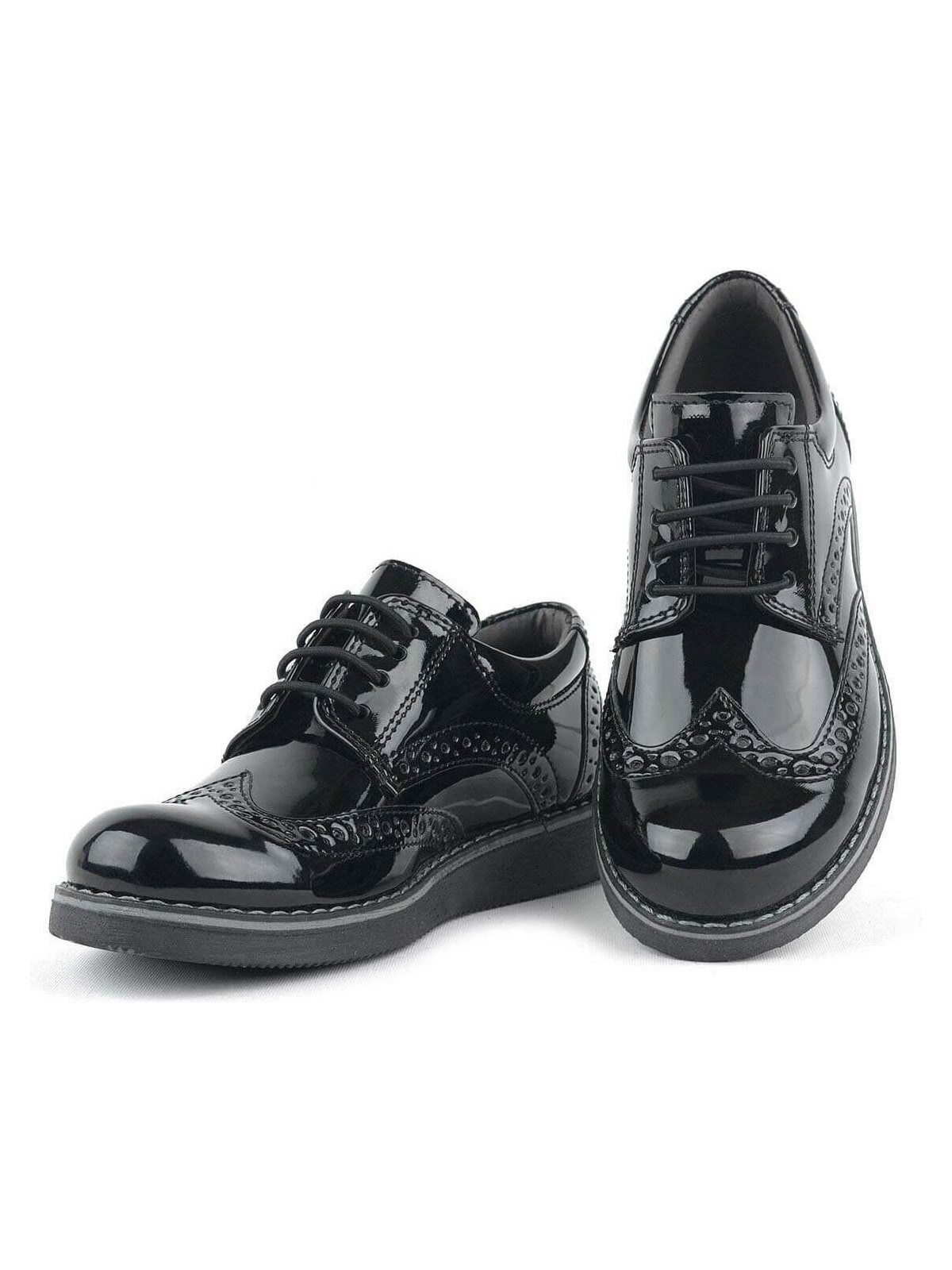 Papuccum Ortopedi Papuccum Çocuk Siyah Oxford Bağcıklı Ayakkabı Anatomik Taban