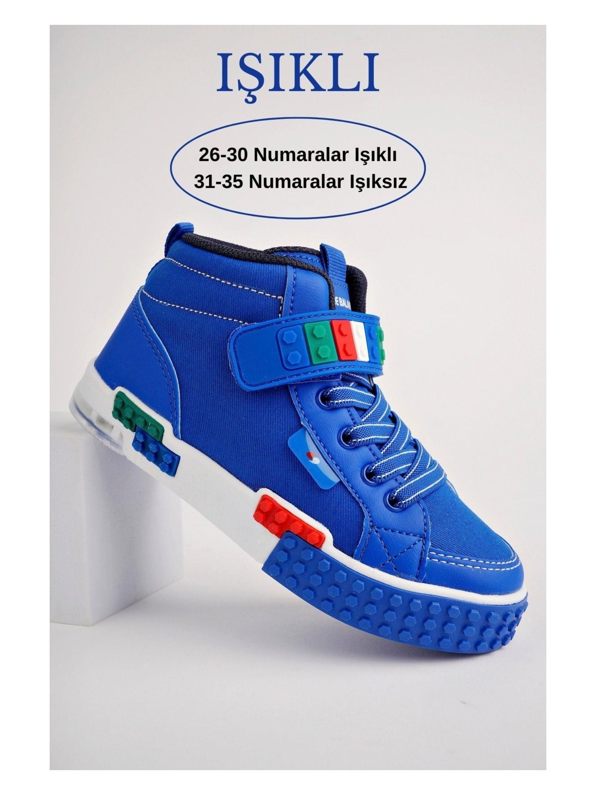 Muggo KUKULİ Garantili Legolu Bağcıklı ve Cırtlı Ortopedik Çocuk Sneaker Spor Ayakkabı