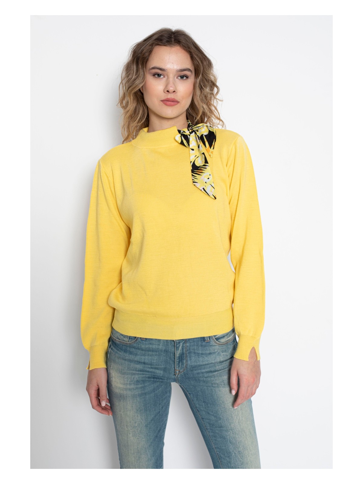 Irmak Kerekli Bisiklet Yaka Fularlı Triko Kazak Triko Bluz 1100 - Görsel 4