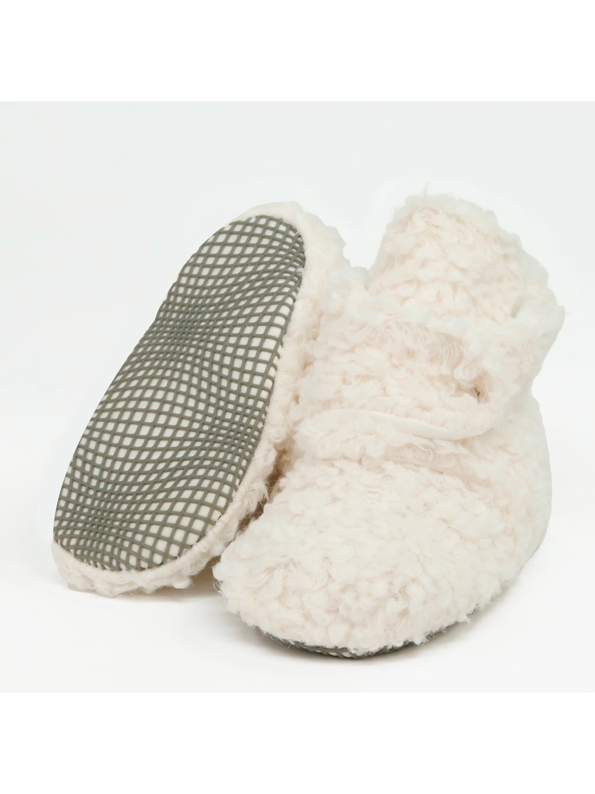 Ella Bonna Teddy Bebek Pandufu, Kaydırmaz Taban, Organik Pamuk Astar, Ev Kreş Ayakkabısı, Ekru Beyaz