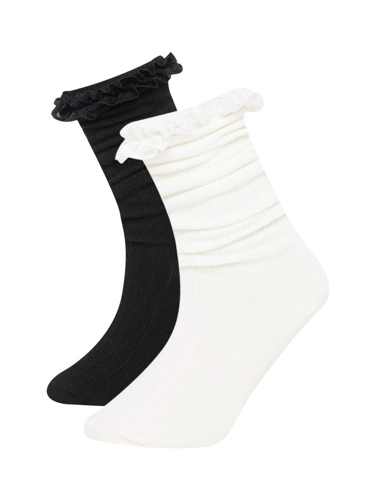 DeFacto 2'li Pamuklu Diz Altı Okul Çorabı Kız Çocuk C8069A8NS