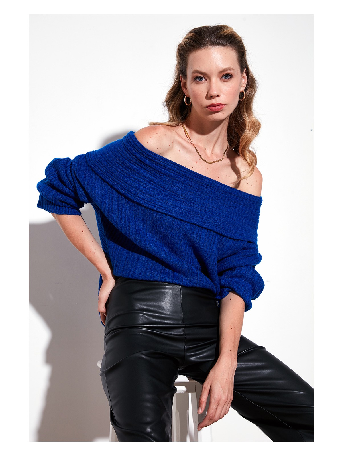 Lela Standart Fit Madonna Yaka Triko Kazak Bayan Kazak 4615216 - Görsel 2