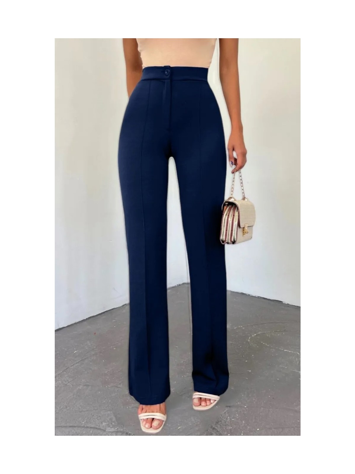 Sym Büyük Beden Kadın Yüksek Bel Toparlayıcı Ispanyol Paça Pantolon - Görsel 3