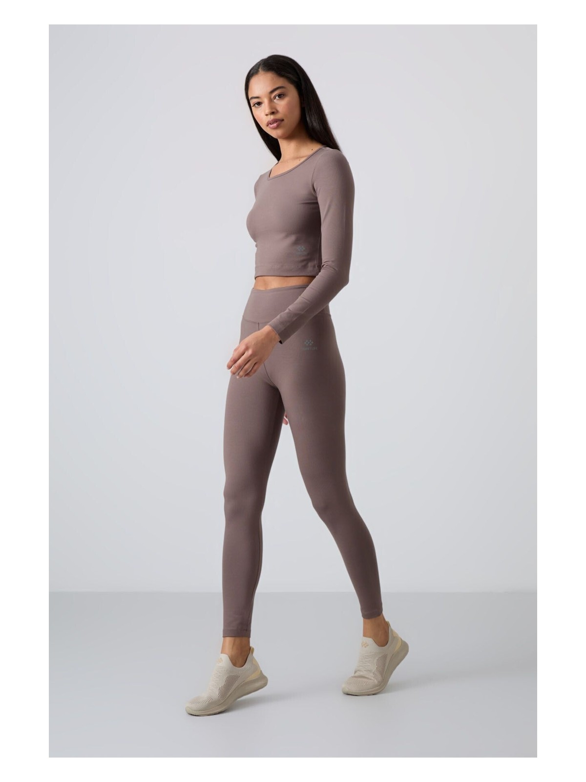 Tommy Life Siyah Yüksek Bel Uzun Kollu Slim Fit Crop Top Kadın Tayt Takım - 95286 - Görsel 6