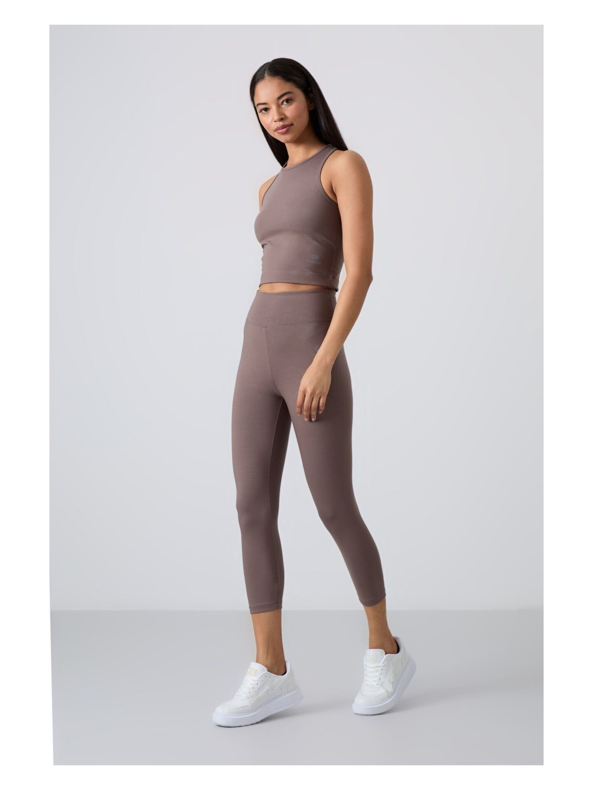 Tommy Life Siyah Yüksek Bel Kapri-Crop Atlet Slim Fit Kadın Tayt Takım - 95284 - Görsel 7