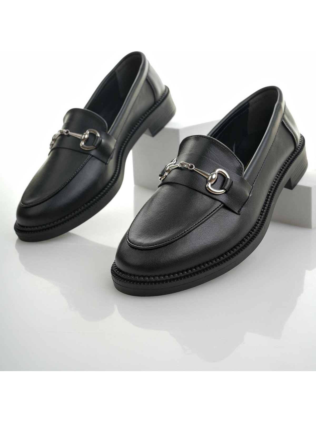 Muggo Sussie Garantili Metal Tokalı Kadın Loafer Günlük Ayakkabı - Görsel 3