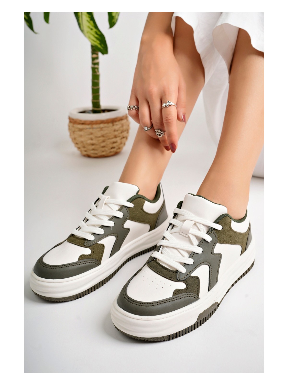 Pasyone Bej Kadın Sneaker Günlük Ayakkabı - Görsel 5