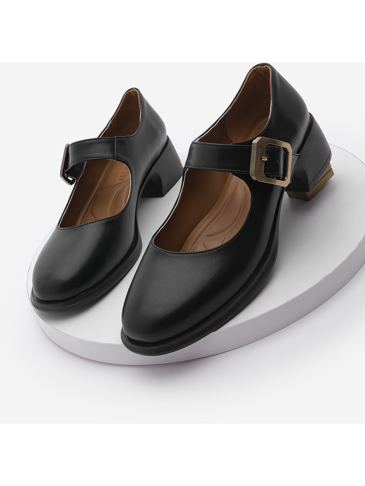 Marjin Kadın Tokalı Kalın Topuk Günlük Ayakkabı Loafer Meniz Kahve - Görsel 3