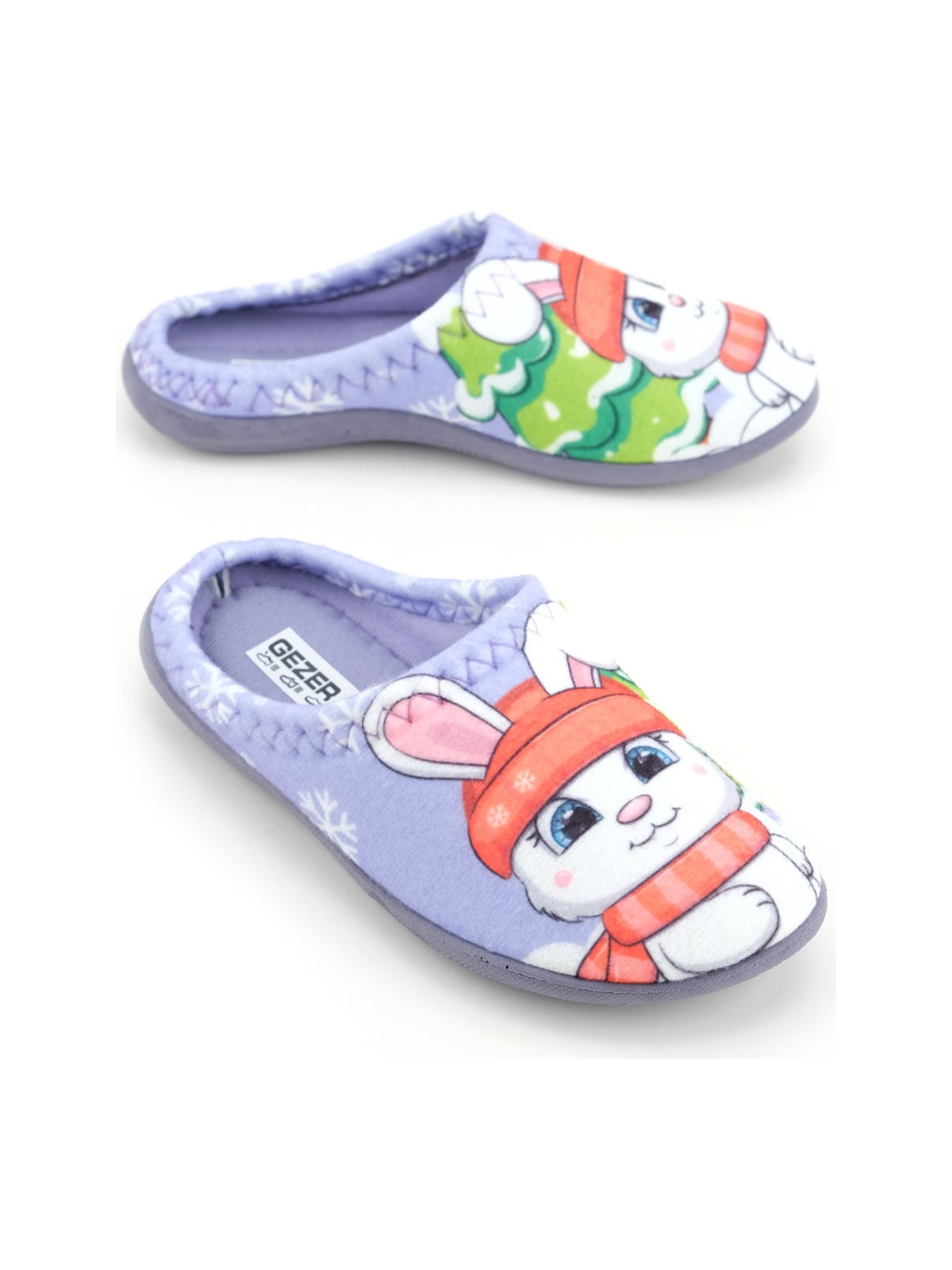 Gezer Kız Çocuk Kışlık Rahat Taban Tavşanlı Tasarım Ev Bahçe Gondol Terlik
