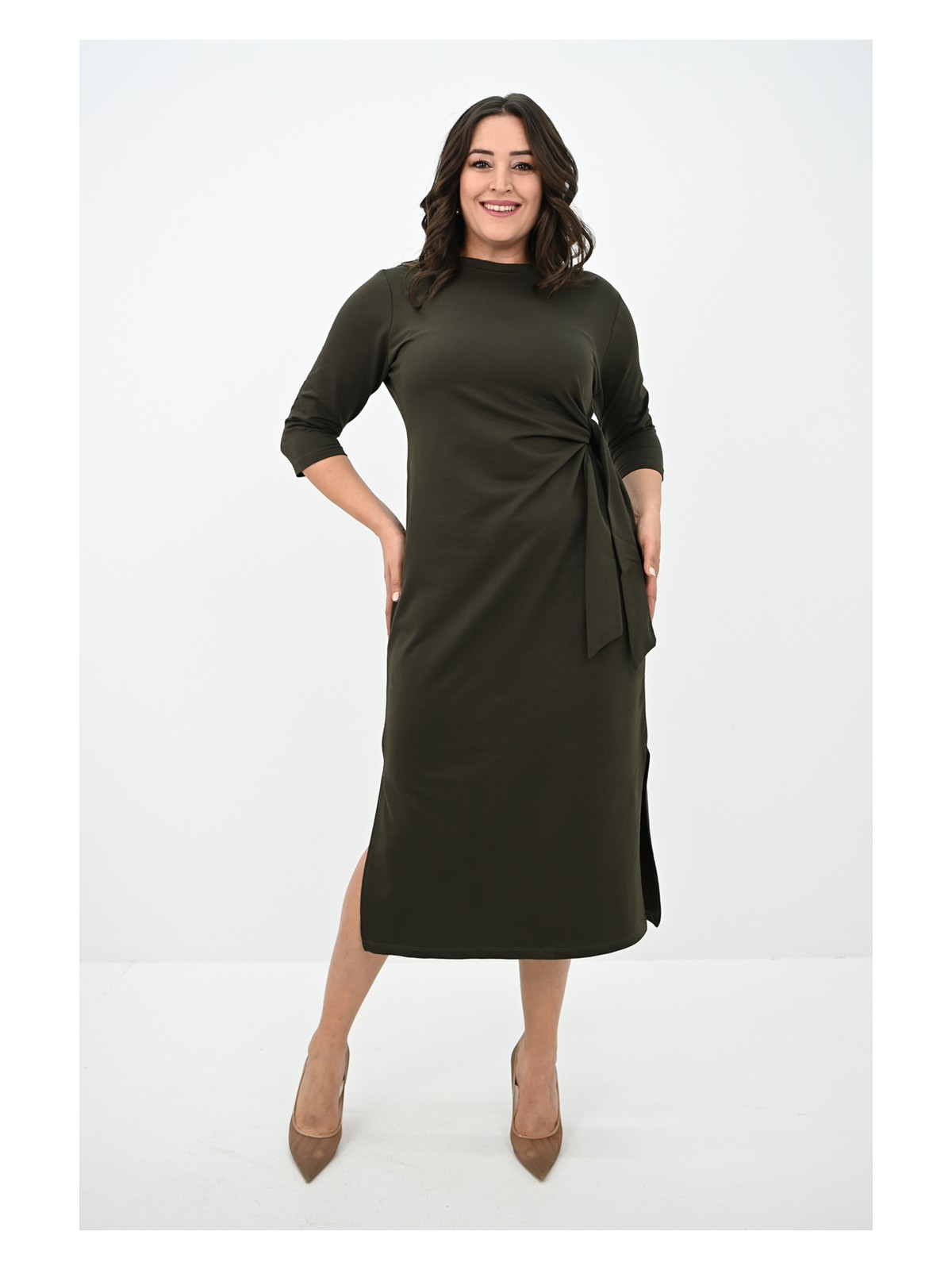 Koza Butik Kadın Büyük Beden Bel Bağlama Detaylı Elbise 5274-25 - Görsel 4