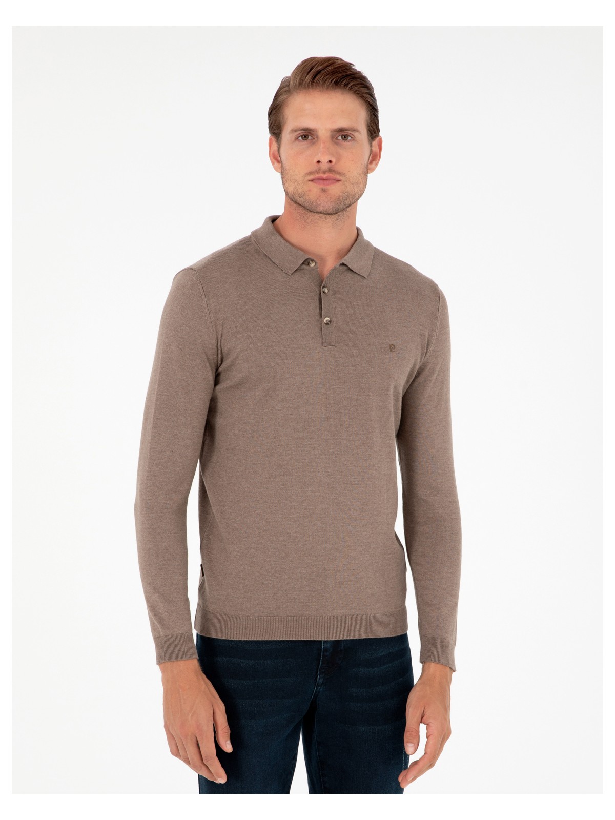 Pierre Cardin Erkek Siyah Slim Fit Polo Yaka Basic Triko Kazak 50296623-VR046 - Görsel 3