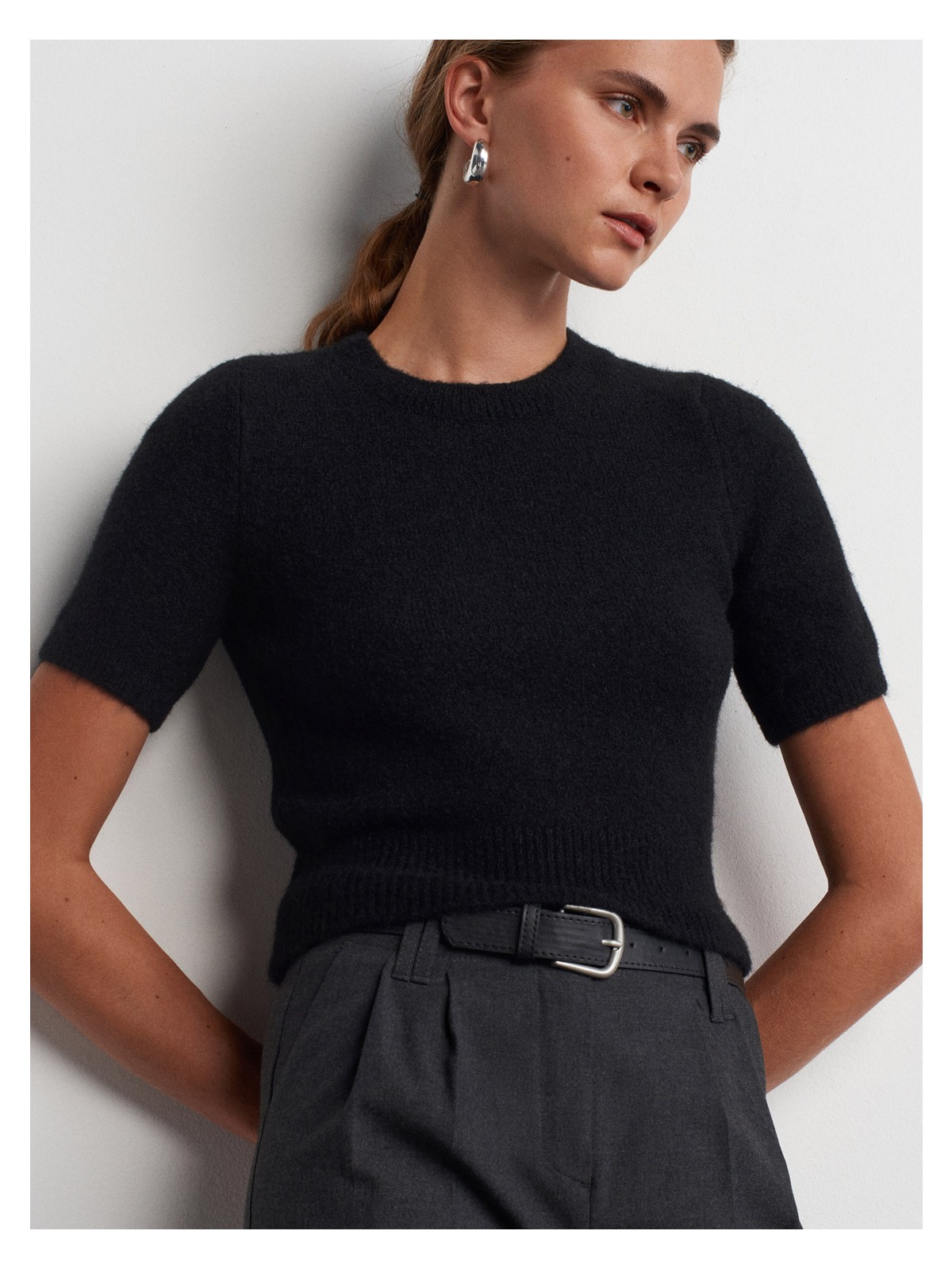 Dilvin 10651 Bisiklet Yaka Yumuşak Dokulu Kısa Kol Triko Kazak-Pembe - Görsel 6