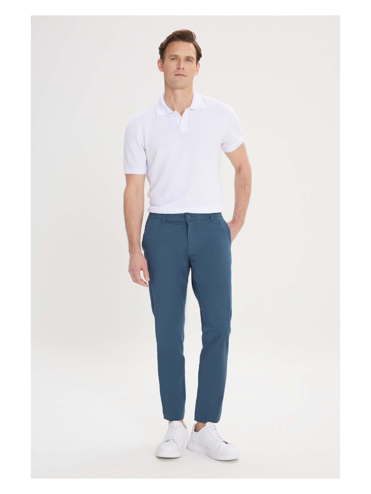 Altınyıldız Classics Erkek Siyah Kanvas Slim Fit Dar Kesim Yan Cep Chino Pantolon - Görsel 4