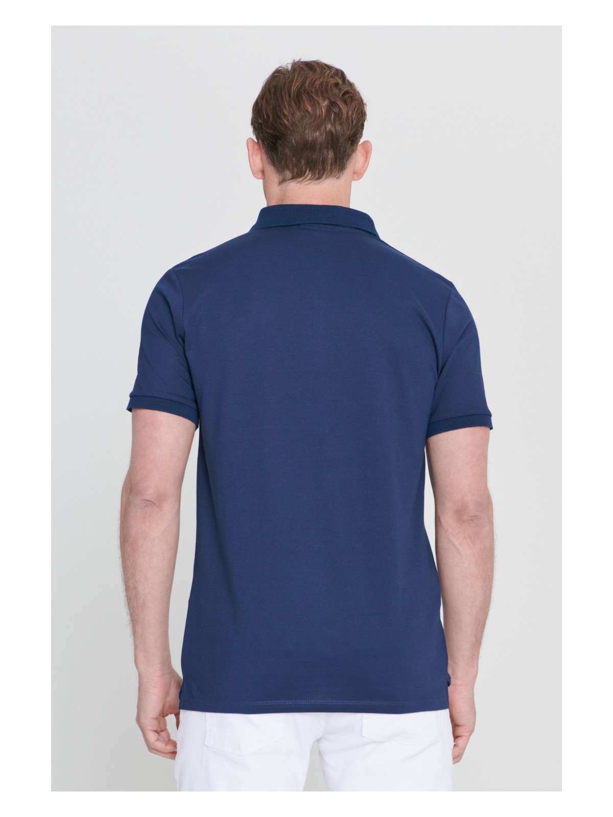 Altınyıldız Classics Erkek Çekmeyen Pamuklu Kumaş Slim Fit Dar Kesim Lacivert Kıvrılmaz Polo Yaka Tişört - Görsel 7