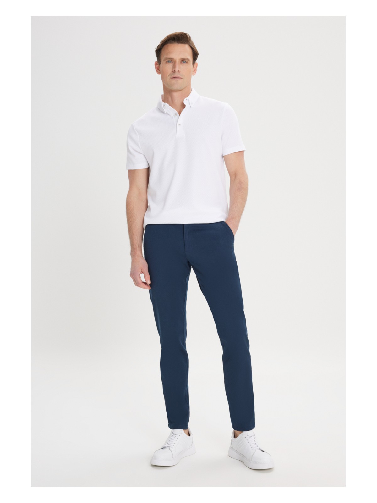 Altınyıldız Classics Erkek Siyah Kanvas Slim Fit Dar Kesim Yan Cep Chino Pantolon - Görsel 3