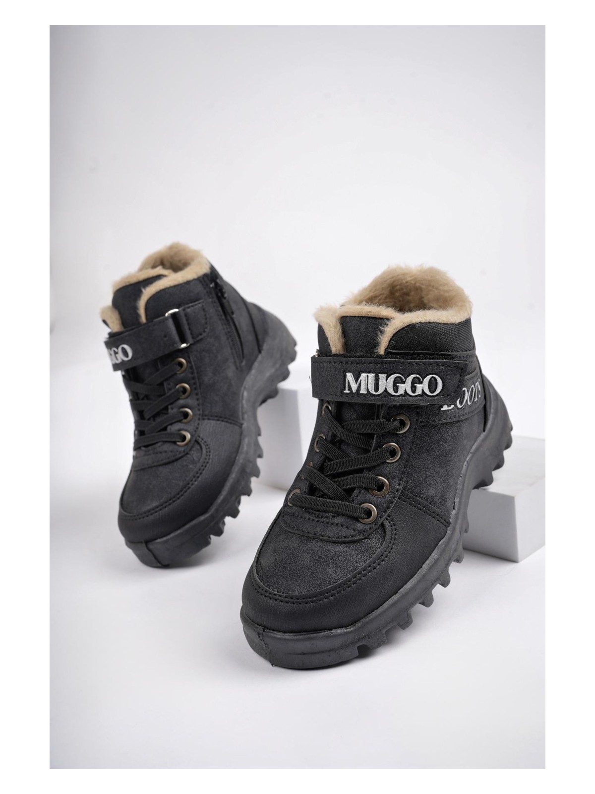 Muggo Trudy Garantili Soğuğa Dayanıklı Kürklü Cırtlı ve Bağcıklı Çocuk Bot