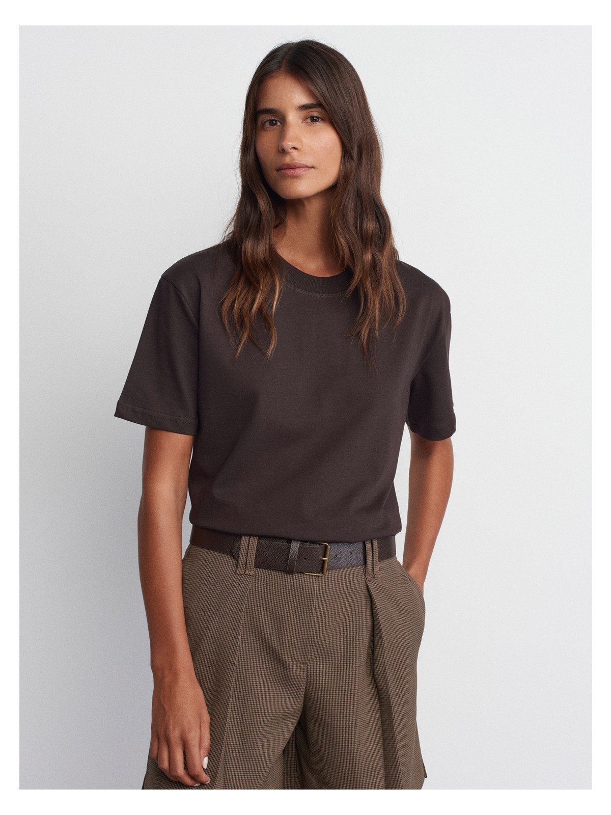 Dilvin 30312 Dekoratif Dikişli Bisiklet Yaka Tshirt-Taş - Görsel 7